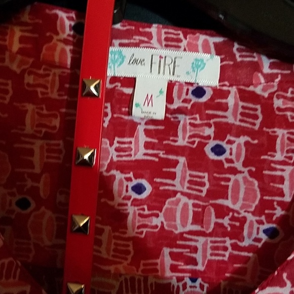 Love Fire Sleeveless 2 pc Red Chair Print & Belt - Picture 3 of 5